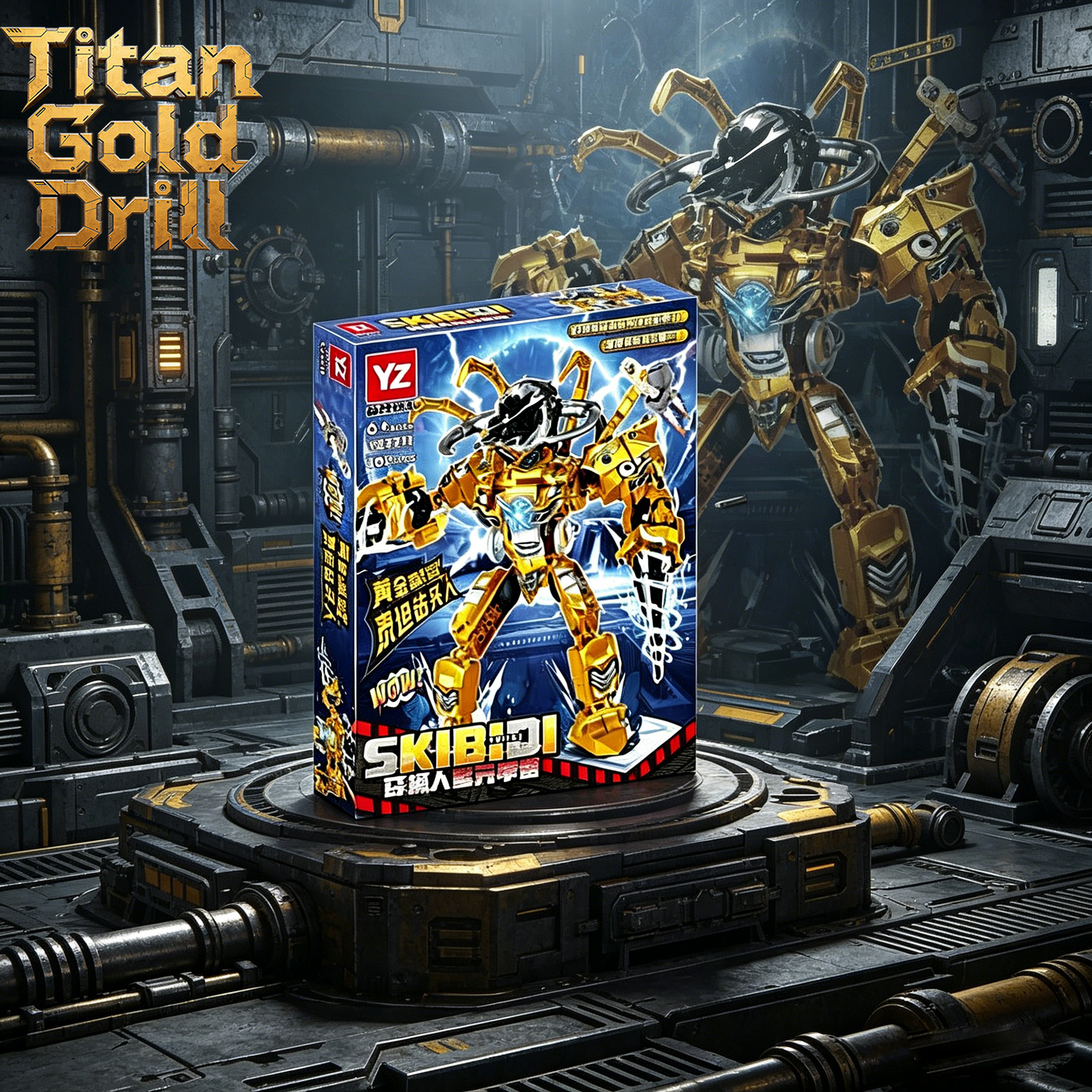Golden Futuristic Mecha Building Block Set, 408PCS Articulated Robot