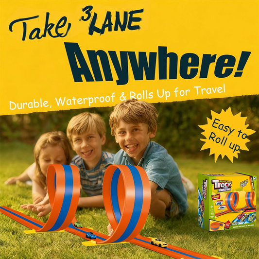 Flexible 3-Lane Race Track Toy with Loop Sets