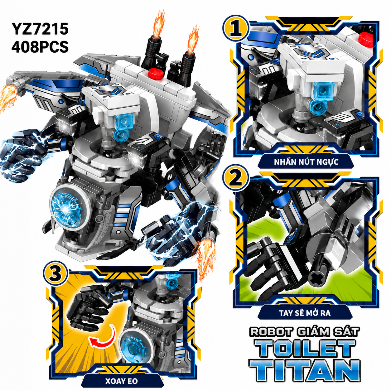 Skibidi Toilet Titan Camera Man Jetpack Building Blocks