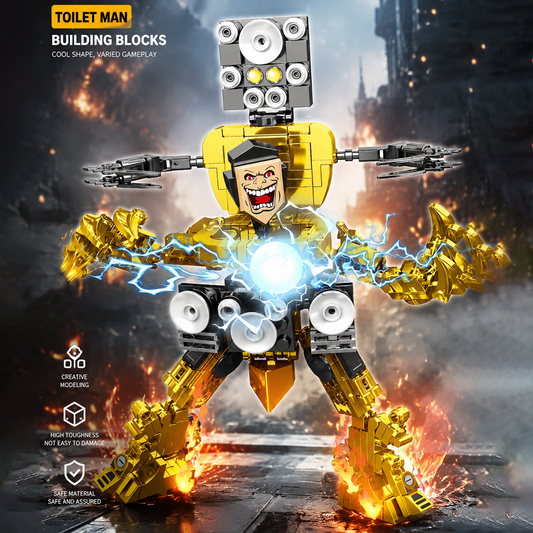 Skibidi Toilet Gold Titan Mech Building Blocks Set-4Pcs