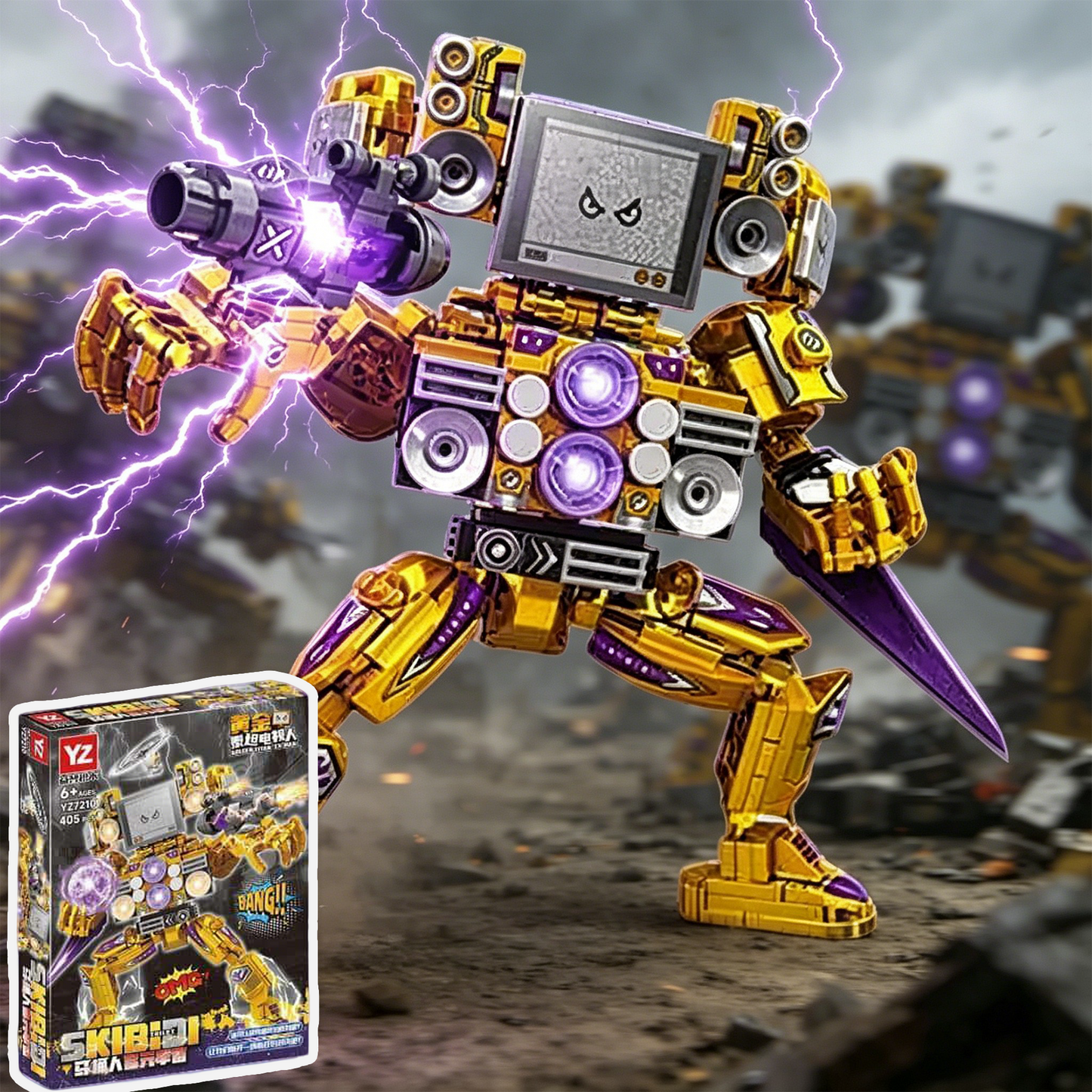 Skibidi Toilet Golden Titan TV Man Building Blocks