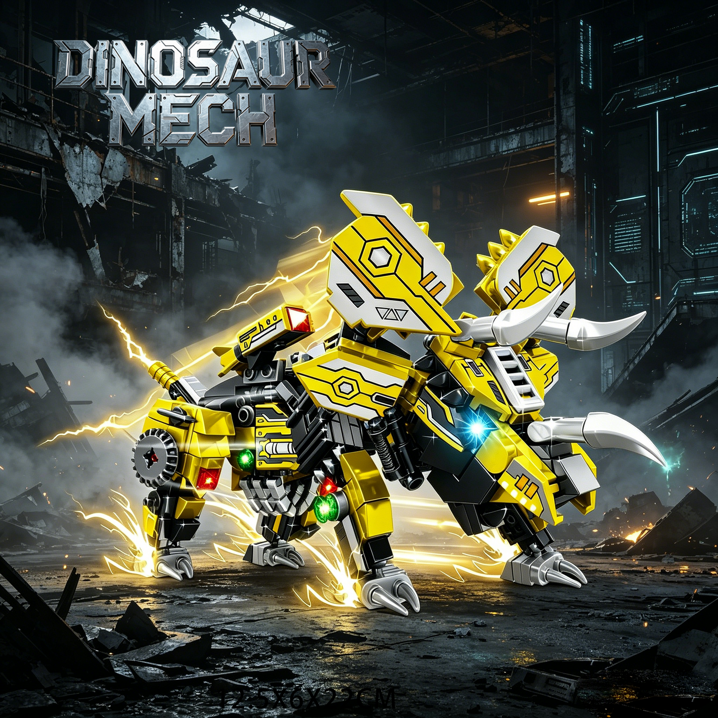 2-in-1  Triceratops Mecha Building Blocks, STEM Toy