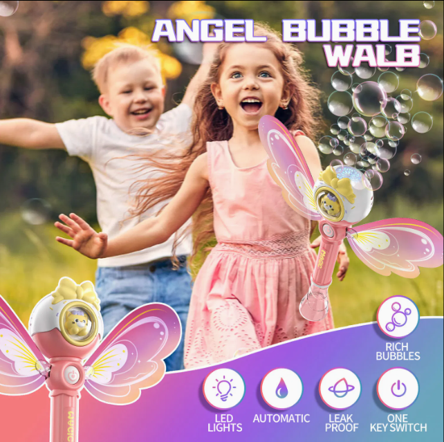 Angel Unicorn Bubble Wand with Light-Up Wings