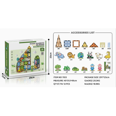 Animal Paradise Magnetic Tiles Building Blocks Set