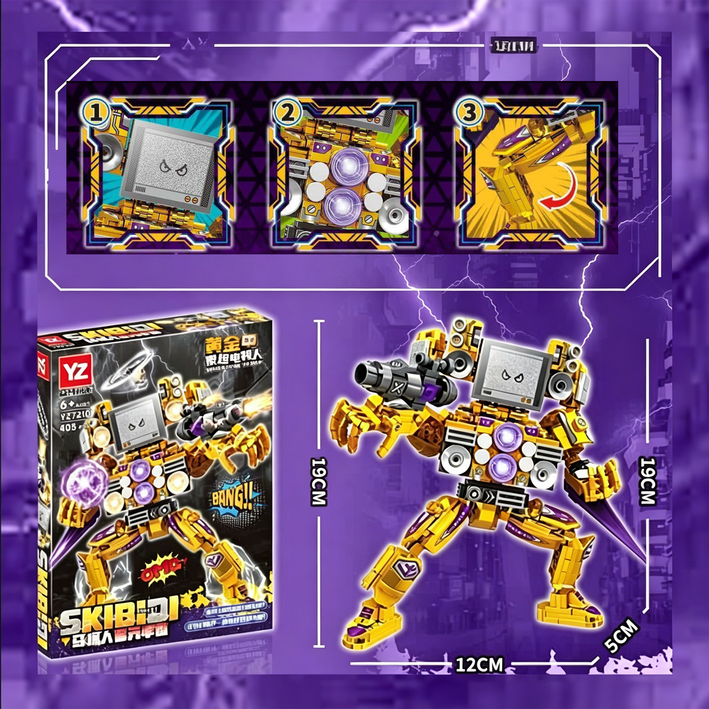 Skibidi Toilet Golden Titan TV Man Building Blocks