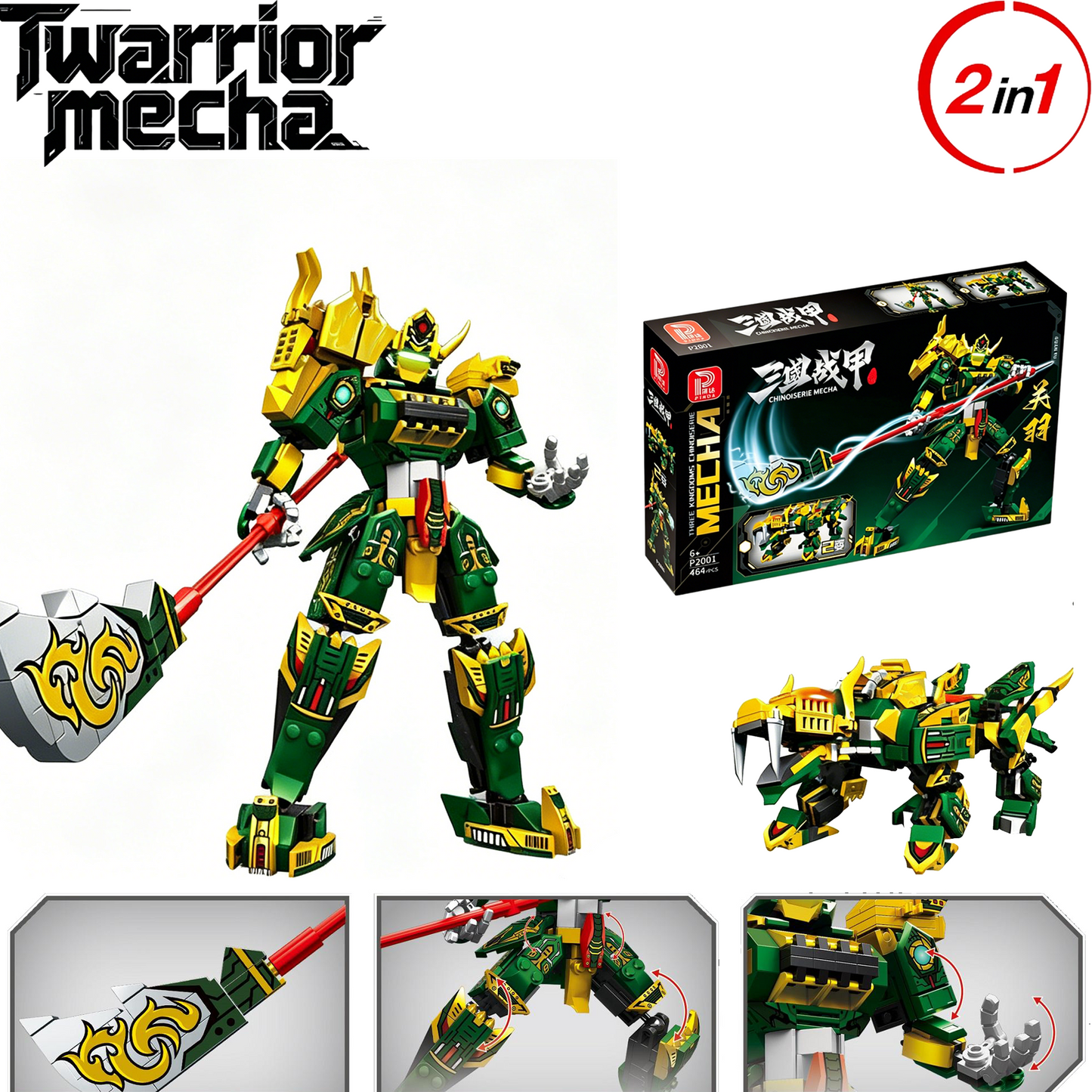 2-in-1 Transforming Mecha & Beast Building Blocks