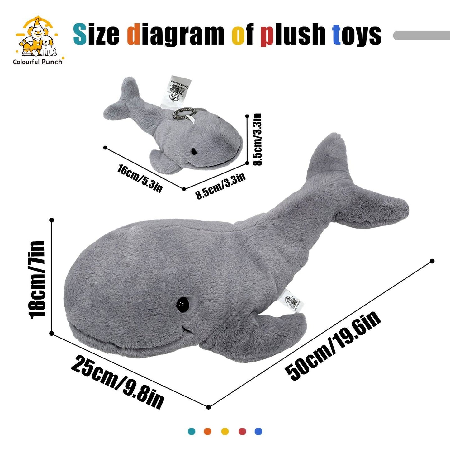 Gray Whale Plush Toy with Mini Whale Keychain
