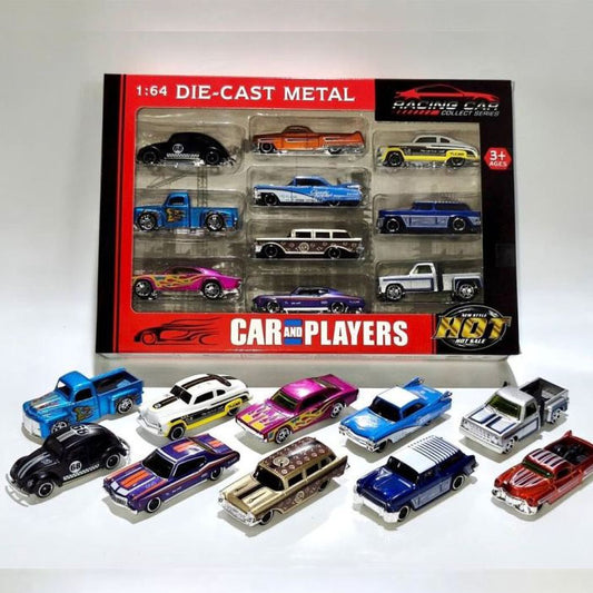 1:64 Scale Die-cast Vintage Car Set (10-Pack) with Free-Wheeling Function