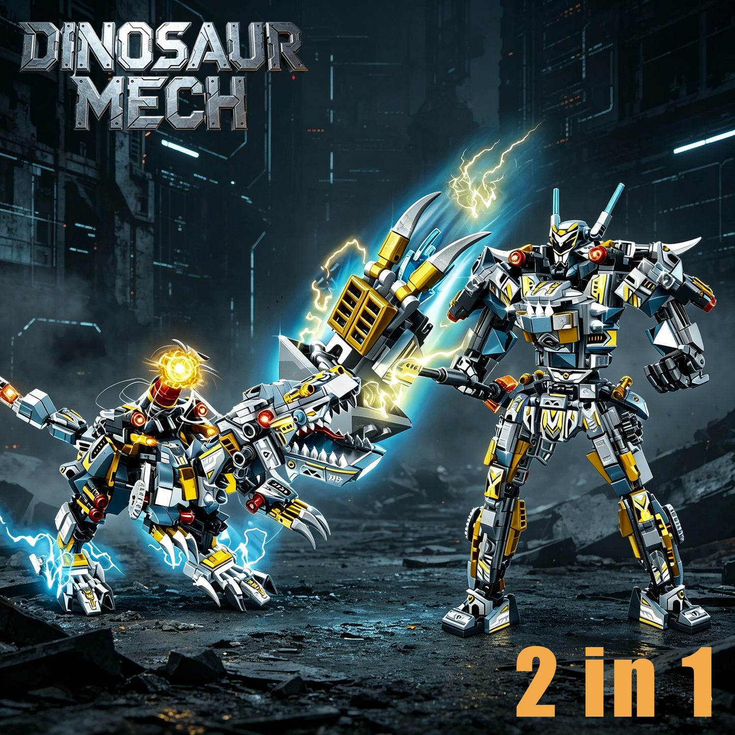 2-in-1 Indominus Rex Mecha Building Blocks, STEM Toy for Kids