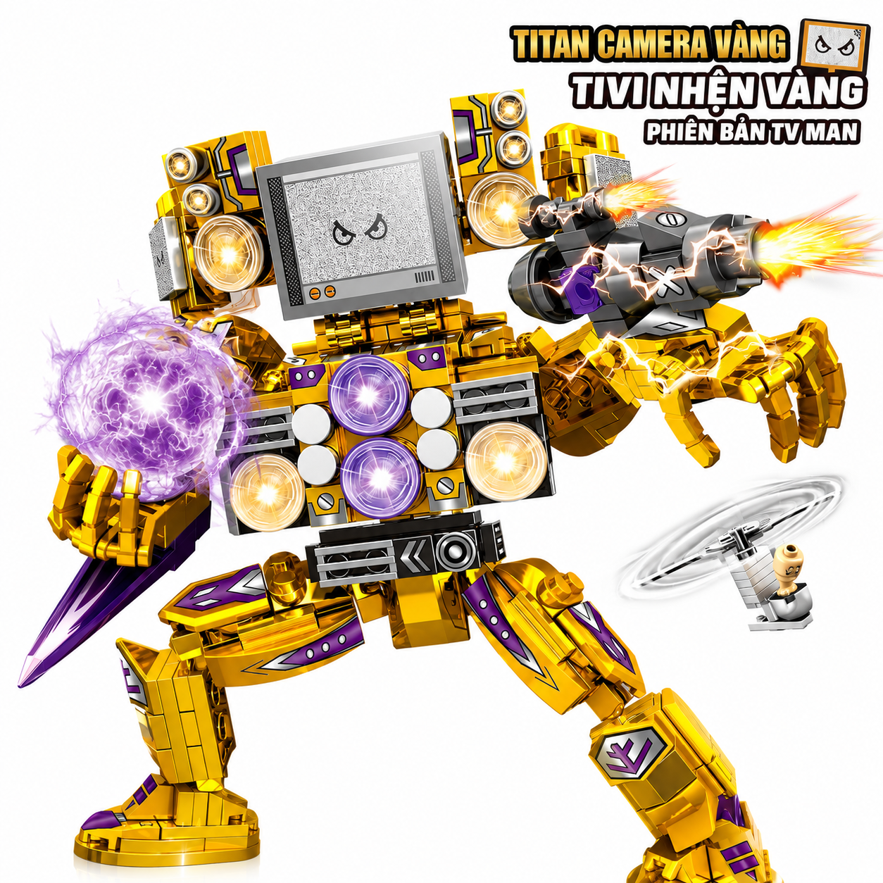 Skibidi Toilet Golden Titan TV Man Building Blocks