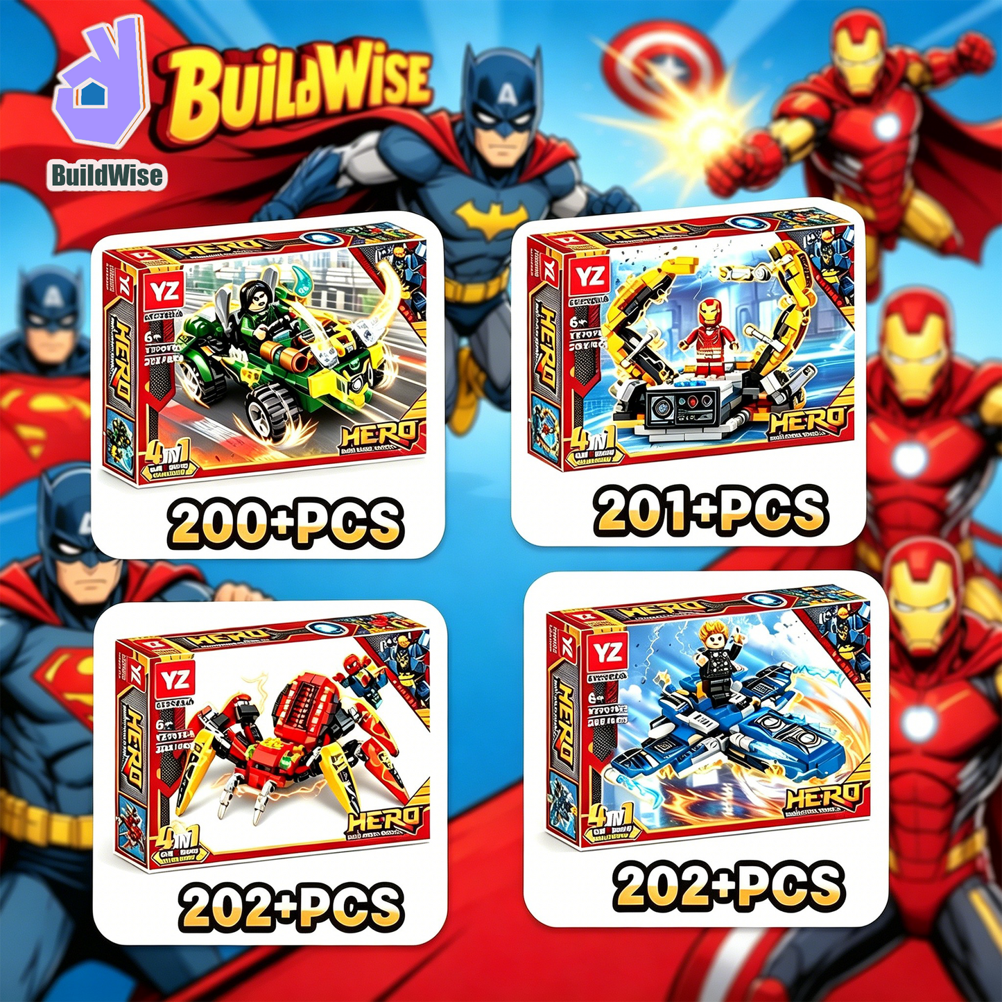 8 Boxes 4 Styles Mecha Building Blocks Set