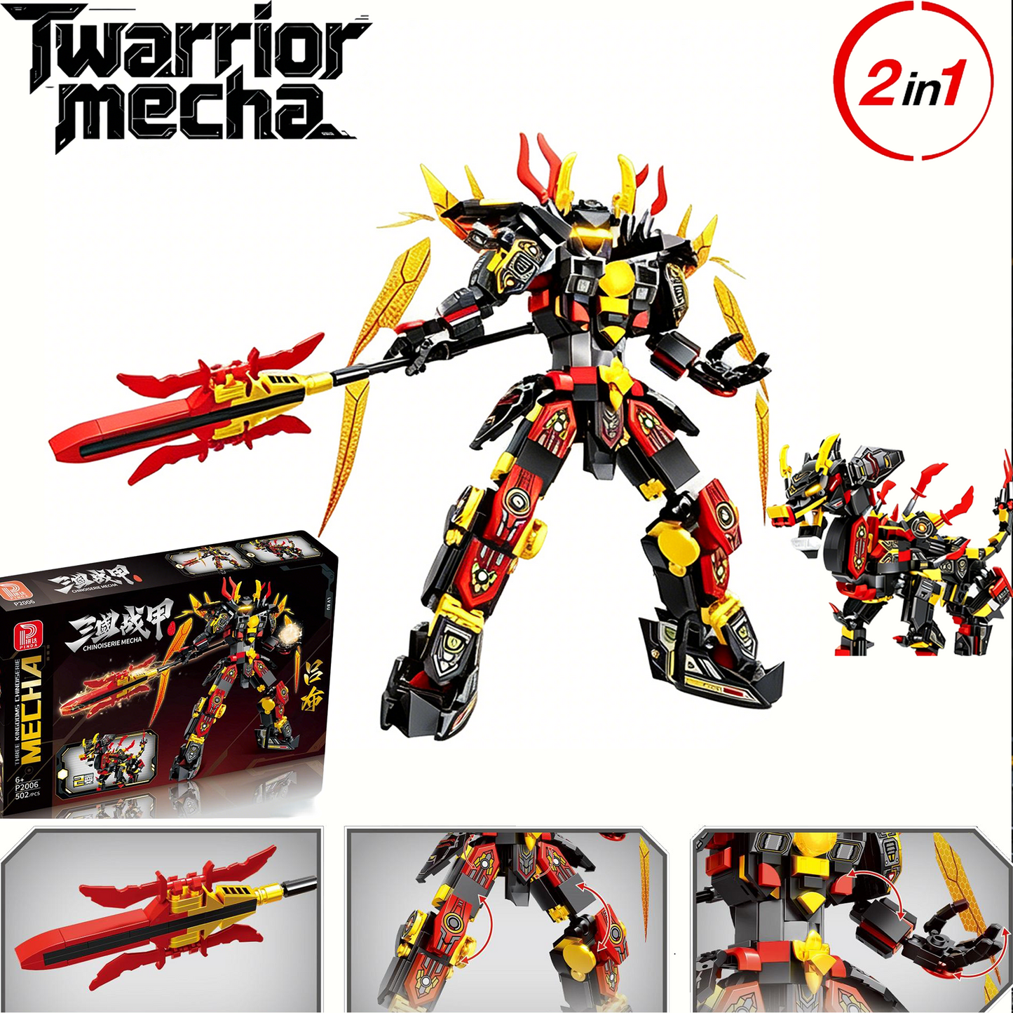 2-in-1 Transformable Mecha & Beast Building Blocks, STEM Educational Toy