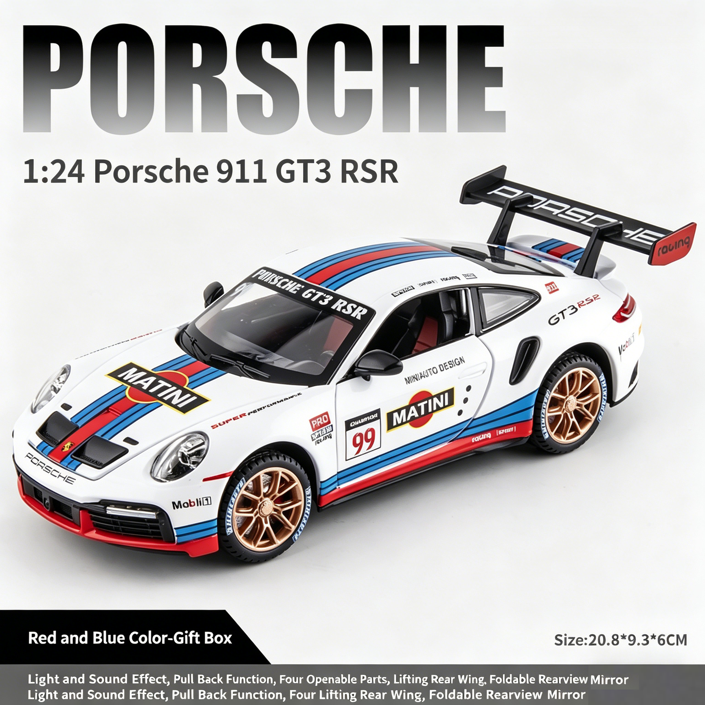 1:24 Scale Alloy Race Car Model with Light & Sound