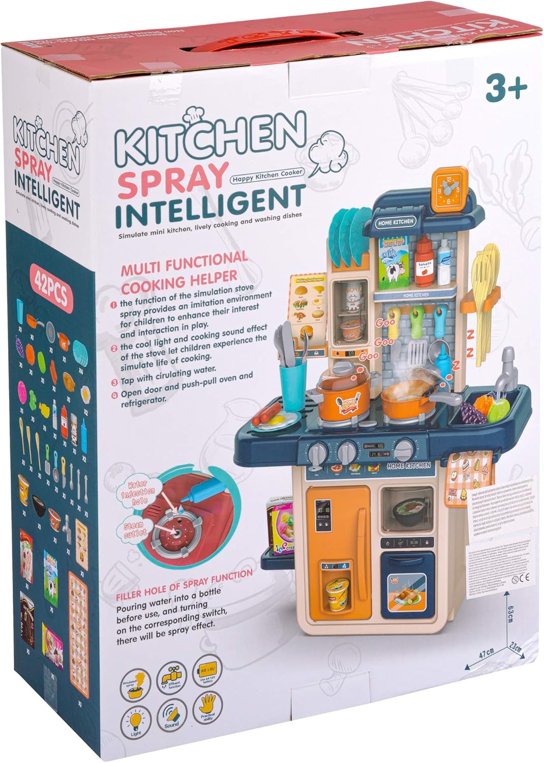 Kids Pretend Play Kitchen Toy Set with Spray & Lights