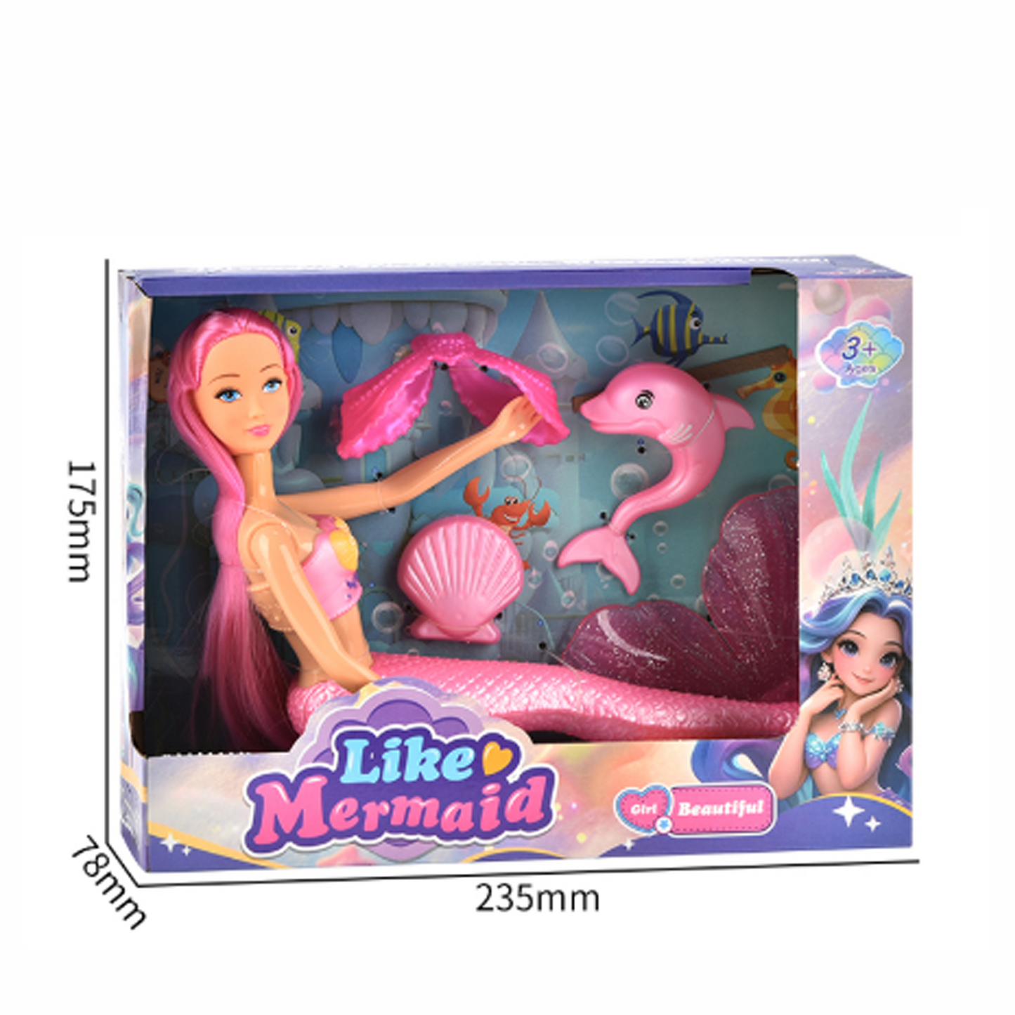 14" Mermaid Princess Doll Playset