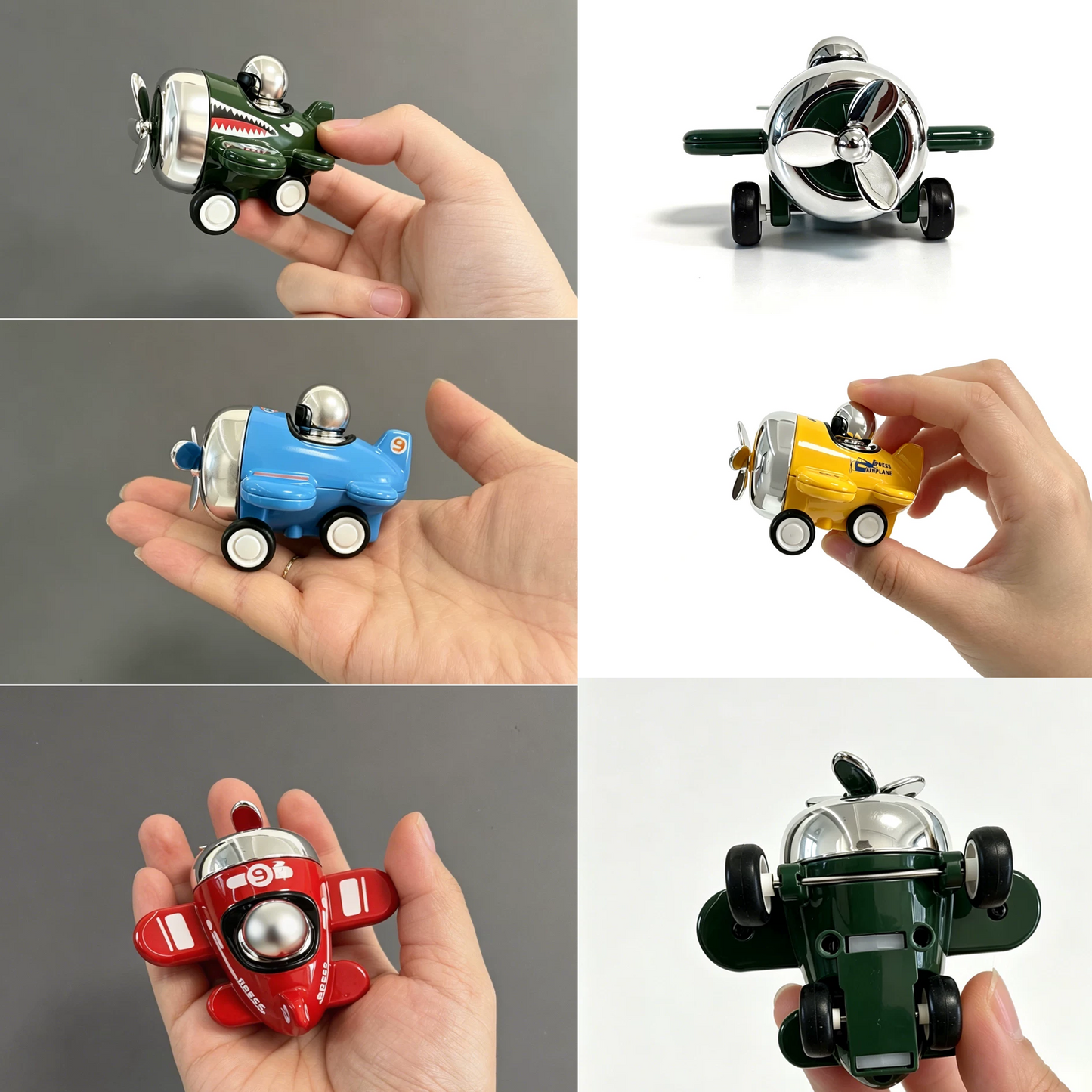 4PCS Press & Go Toy Airplanes, Friction-Powered Fighter Planes for Kids