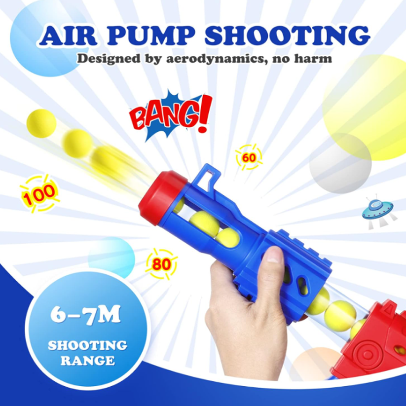 Foam Ball Air-Powered Shooting Game with Target Stand