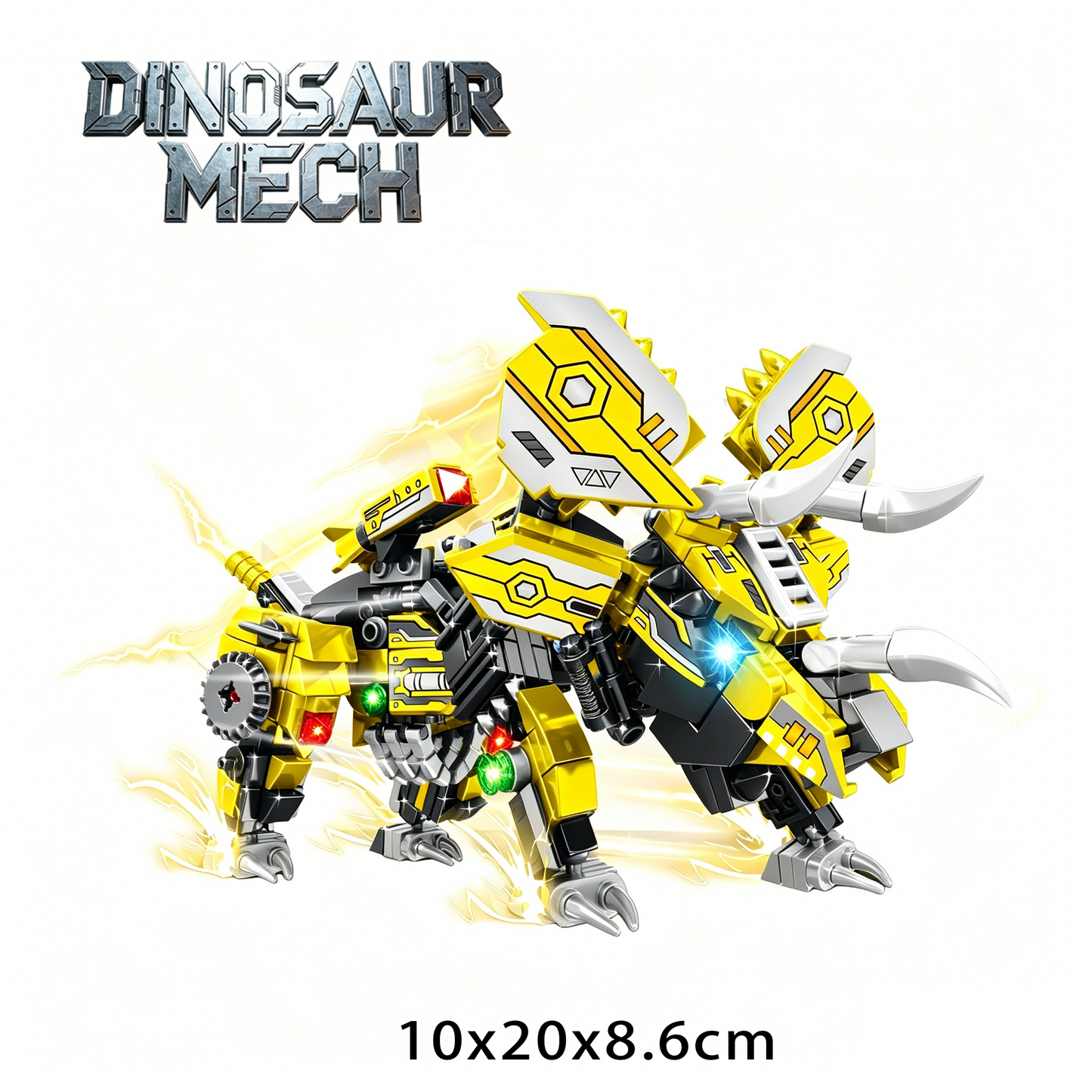 2-in-1  Triceratops Mecha Building Blocks, STEM Toy