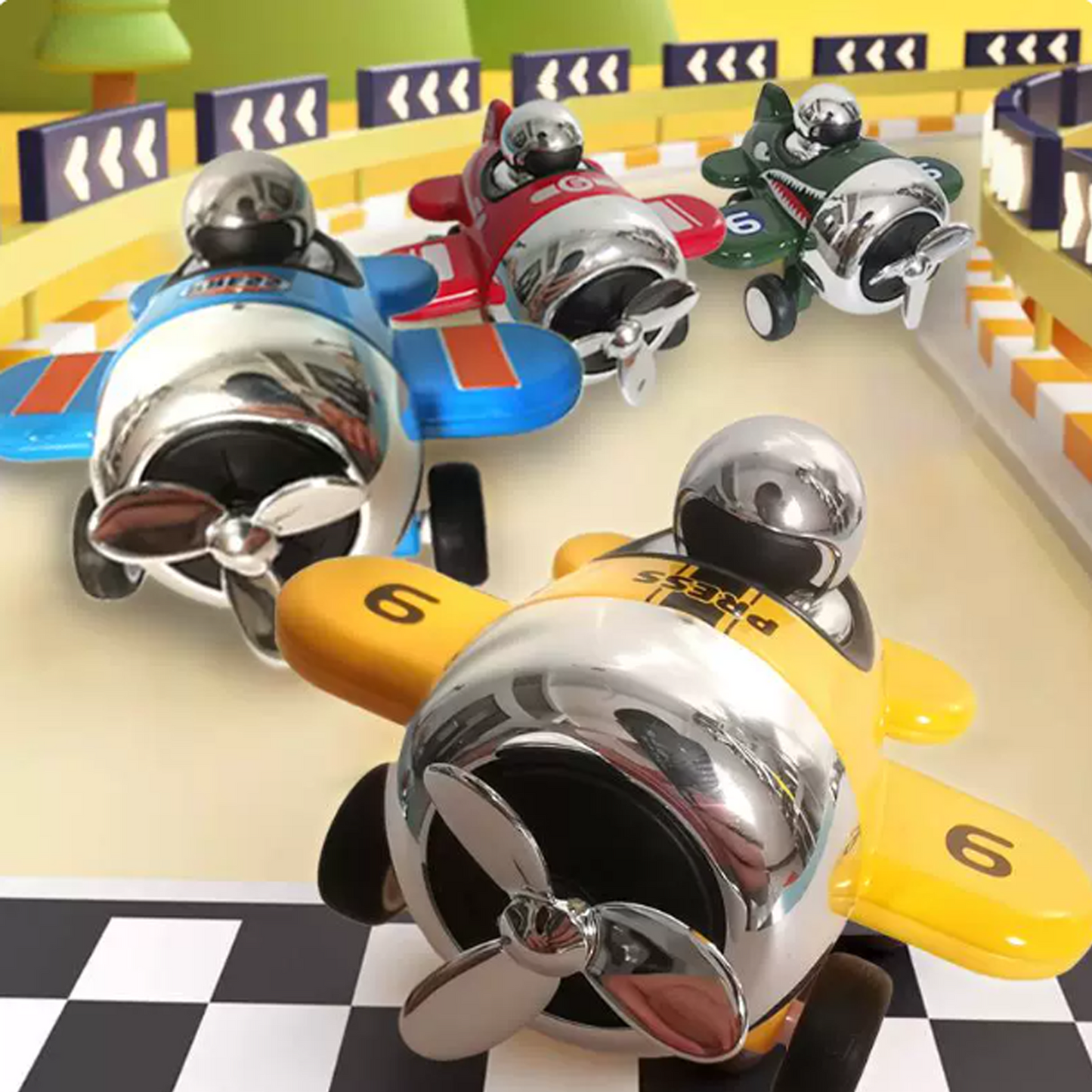 4PCS Press & Go Toy Airplanes, Friction-Powered Fighter Planes for Kids