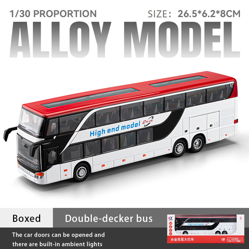 1:30 Alloy Double-Decker Bus Model with Light & Sound